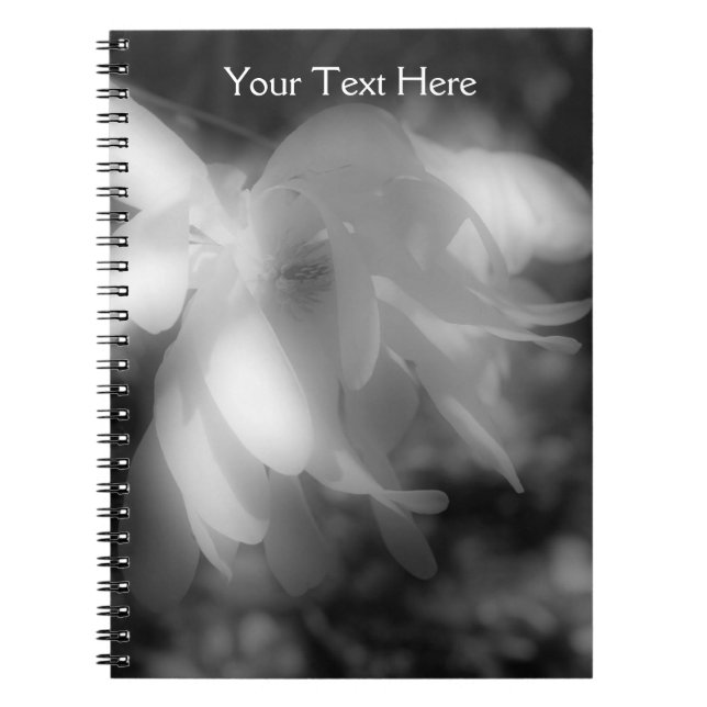 Black And White Magnolia Flower Notebook (Front)