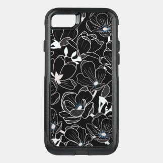 Black and White Magnolias OtterBox Commuter iPhone SE/8/7 Case