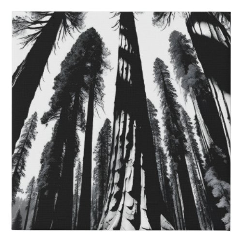 Black and White Majestic Sequoia Forest Faux Canvas Print
