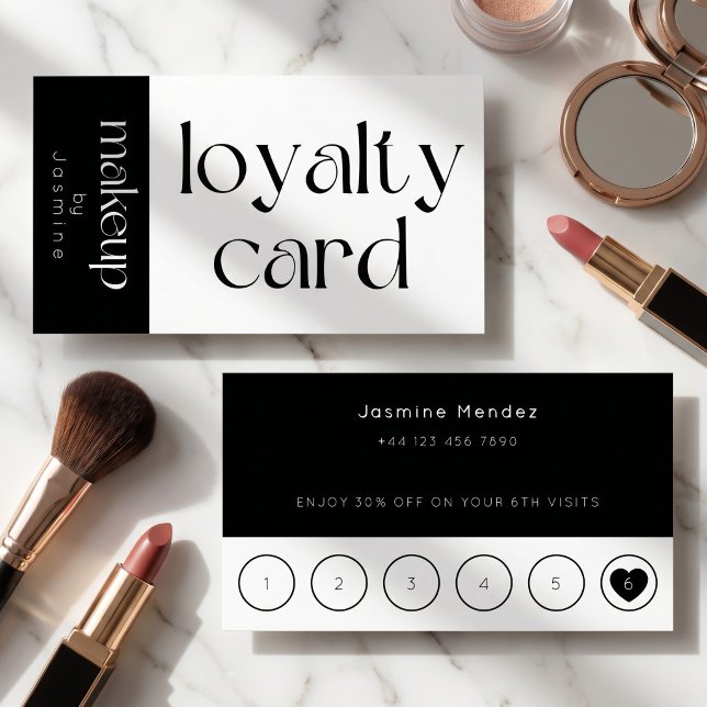 Black And White Makeup Client Loyalty Card  (Creator Uploaded)