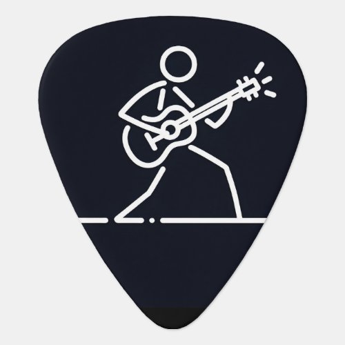 Black and White Male Guitar Stick Figure Playing Guitar Pick