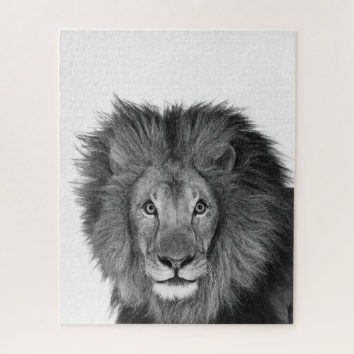 Black and White Male Lion Jigsaw Puzzle