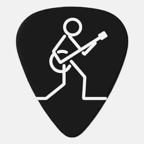 Black and White Male Playing Guitar Stick Figure Guitar Pick