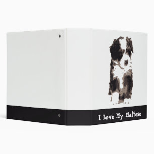 Black and White Maltese Puppy Dog 3 Ring Binder