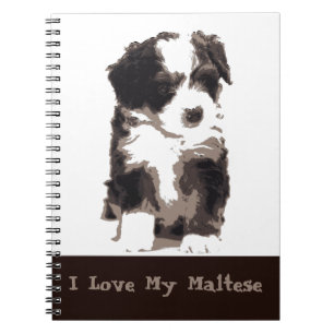 Black and White Maltese Puppy Dog Notebook