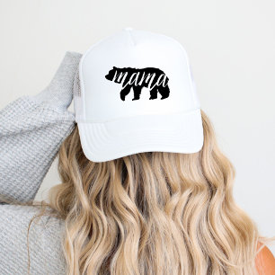 Black and White Mama Bear Matching Family Trucker Hat