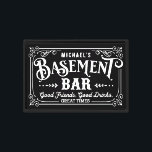 Black and White Man Cave | Basement Bar Canvas Print<br><div class="desc">This bar wall art features the words "basement bar" in a decorative Victorian font. You can personalize with a name. Perfect for your man cave.</div>