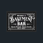 Black and White Man Cave | Basement Bar Canvas Print<br><div class="desc">This bar wall art features the words "basement bar" in a decorative Victorian font. You can personalize with a name. Perfect for your man cave.</div>