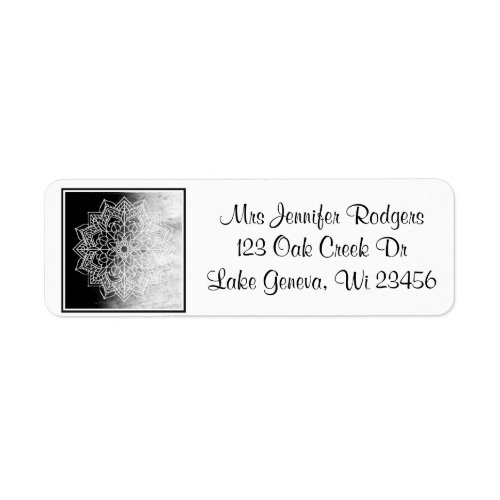 Black and White Mandala Abstract Label