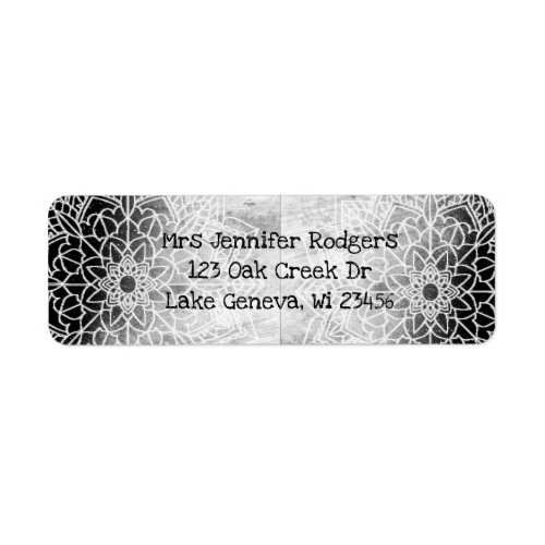 Black and White Mandala Abstract Label