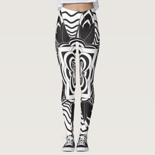 Black and White Mandala Abstract Pattern Leggings