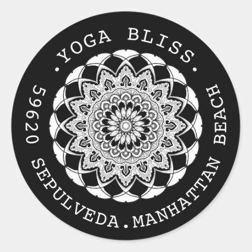 Black and White Mandala Address Label