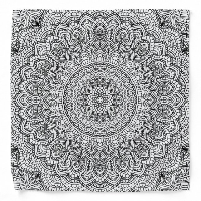 Black and white Mandala Bandana (Front)