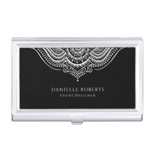 Black and white mandala business card case