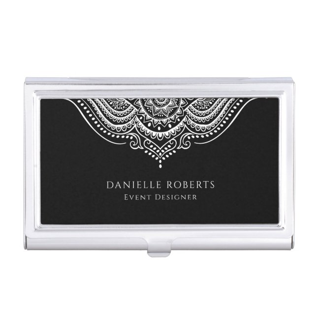 Black and white mandala business card case (Front)