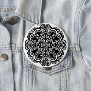 Black and White Mandala Button