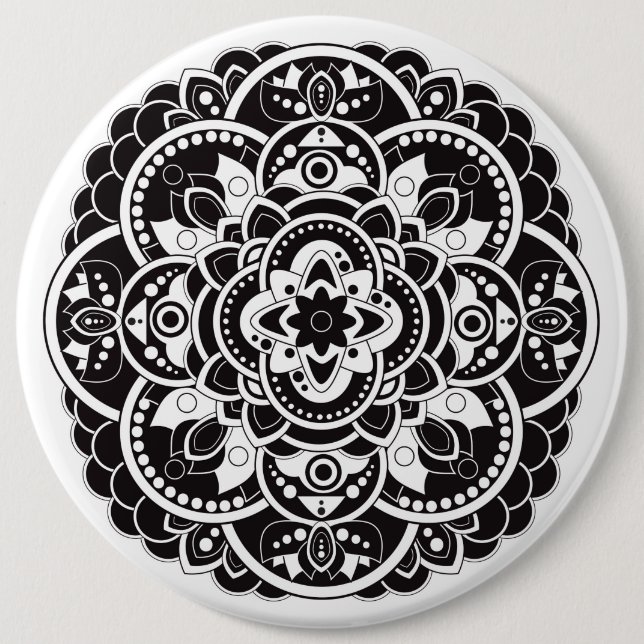 Black and white mandala button (Front)