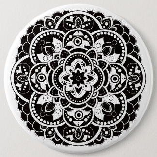 Black and white mandala button