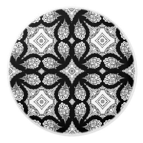 Black and white  Mandala Decorative Ceramic Knob