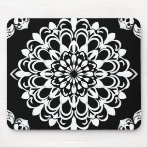 Black and White Mandala Design Mouse Pad