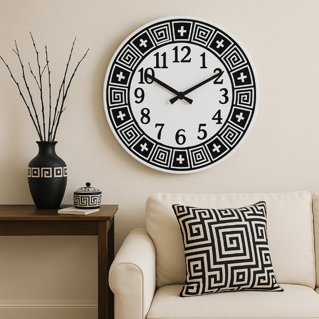 Black and white mandala ethnic floral bohemian large clock (Creator Uploaded)