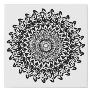 Black and white Mandala Faux Canvas Print