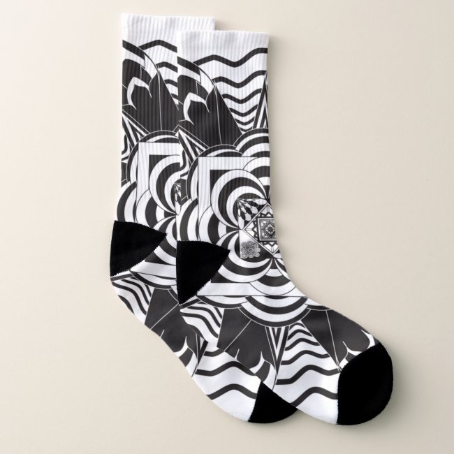 Black and White Mandala Floral Abstract Socks