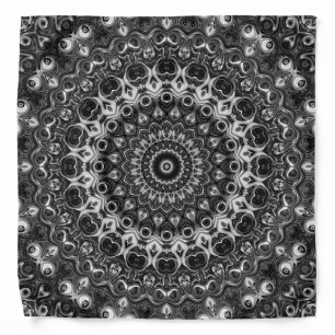 Black and White Mandala Geometric Design Bandana