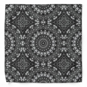 Black and White Mandala Geometric Design Bandana