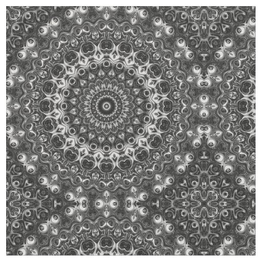 Black and White Mandala Geometric Design Fabric