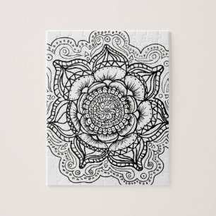 Black and White Mandala Jigsaw Puzzle