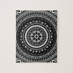 Black and white mandala jigsaw puzzle