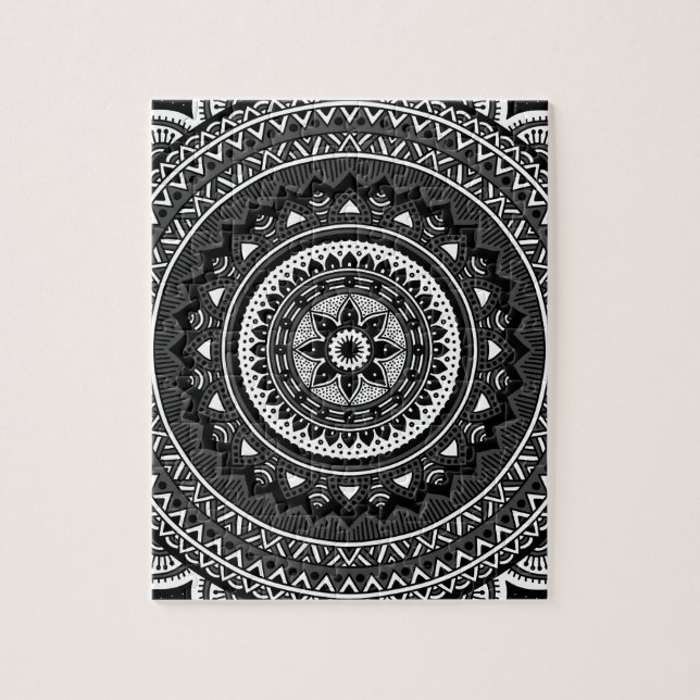 Black and white mandala jigsaw puzzle (Vertical)