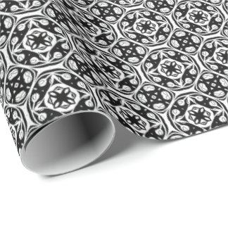 Black and White Mandala lines Pattern 8 Wrapping Paper