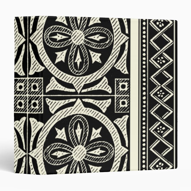 Black and White Mandala Motif by Vision Studio 3 Ring Binder (Front/Spine)