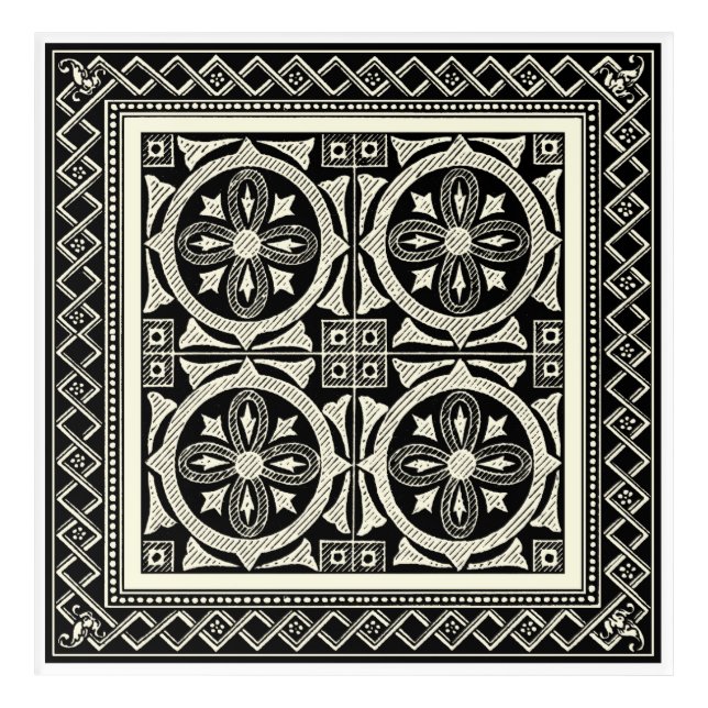 Black and White Mandala Motif by Vision Studio Acrylic Print (Front)