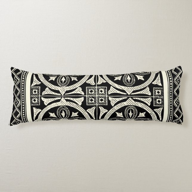Black and White Mandala Motif by Vision Studio Body Pillow (Front)