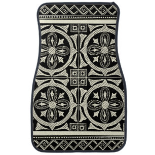 Black and White Mandala Motif by Vision Studio Car Mat