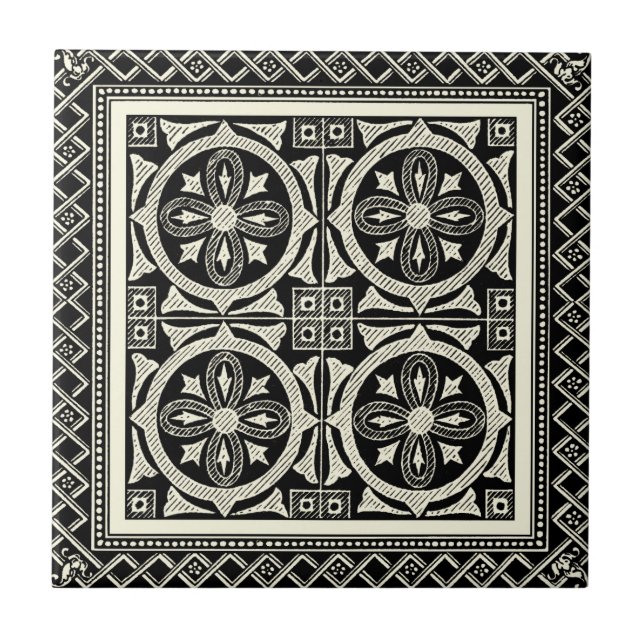 Black and White Mandala Motif by Vision Studio Ceramic Tile (Front)