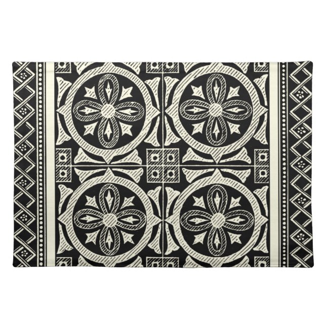 Black and White Mandala Motif by Vision Studio Cloth Placemat (Front)