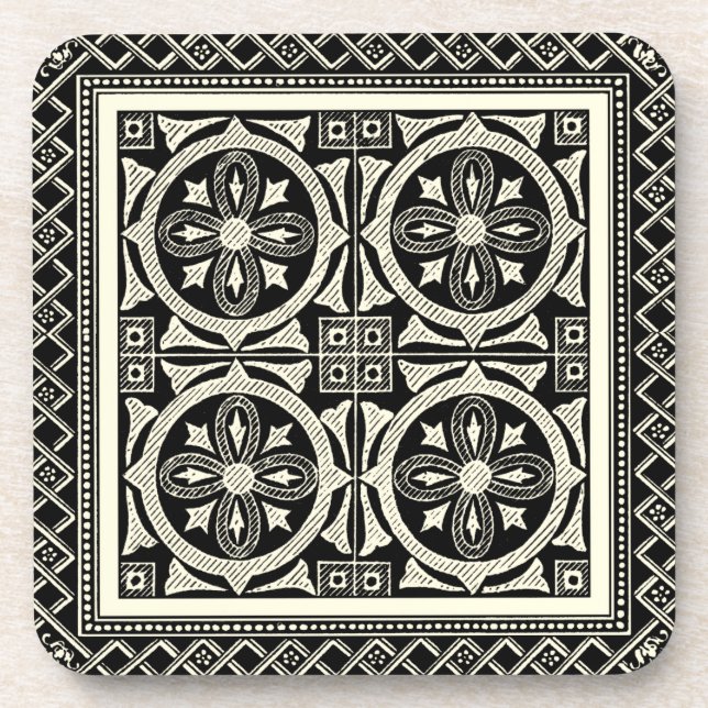Black and White Mandala Motif by Vision Studio Coaster (Front)