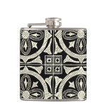 Black and White Mandala Motif by Vision Studio Hip Flask