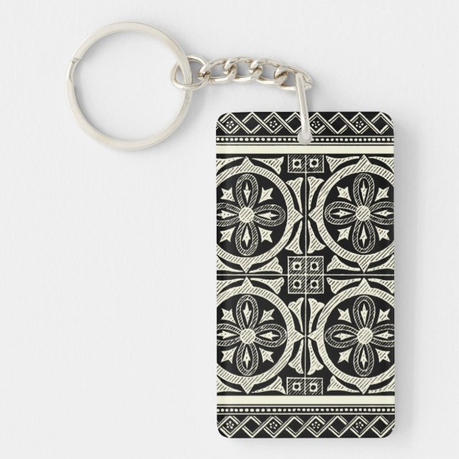 Black and White Mandala Motif by Vision Studio Keychain (Front)