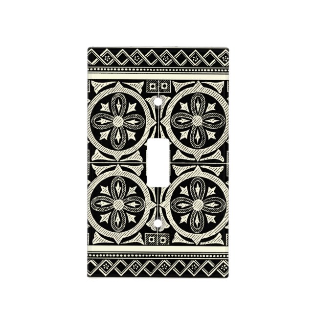 Black and White Mandala Motif by Vision Studio Light Switch Cover (Front)