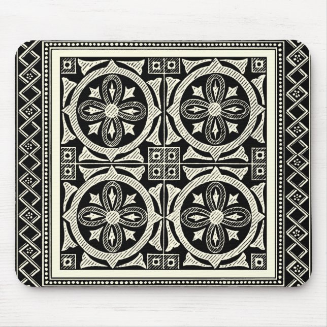 Black and White Mandala Motif by Vision Studio Mouse Pad (Front)