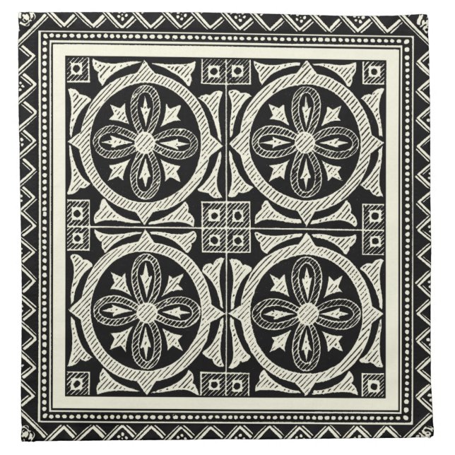 Black and White Mandala Motif by Vision Studio Napkin (Front)