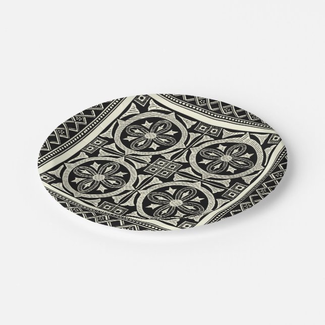 Black and White Mandala Motif by Vision Studio Paper Plates (Angled)