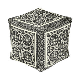 Black and White Mandala Motif by Vision Studio Pouf