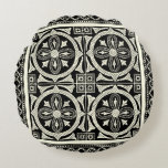 Black and White Mandala Motif by Vision Studio Round Pillow