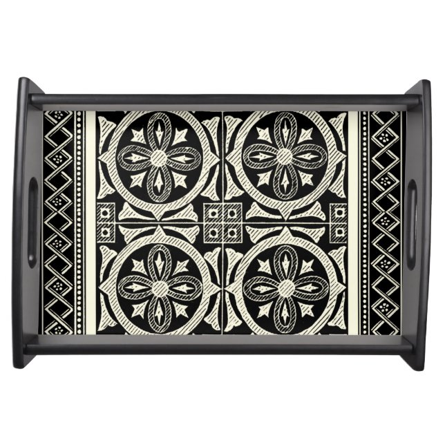 Black and White Mandala Motif by Vision Studio Serving Tray (Front)